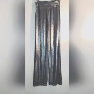 Silver Metallic Flare Pants, Holidays Shine! S